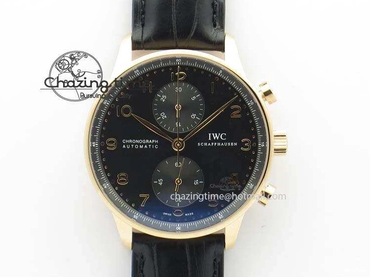 MIROTIME 0408 Portuguese Chrono RG IW371415 ZF 1:1 Best Edition Black Dial On Black Leather Strap A79350 (Slim Movement) FashionForward 7264